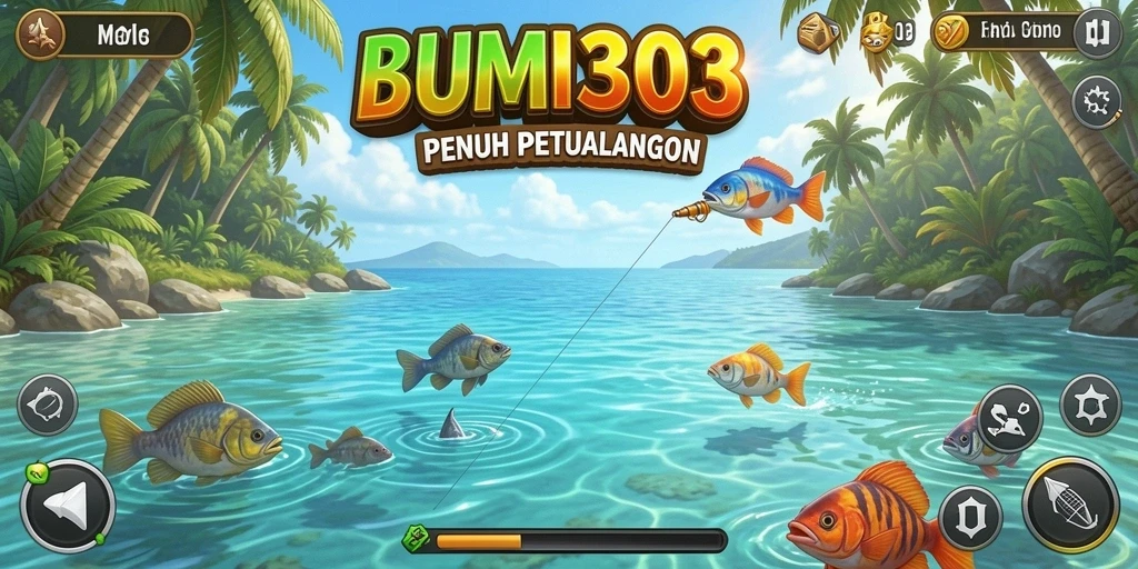 Tangkapan ikan besar di BUMI303 dengan berbagai latar laut.