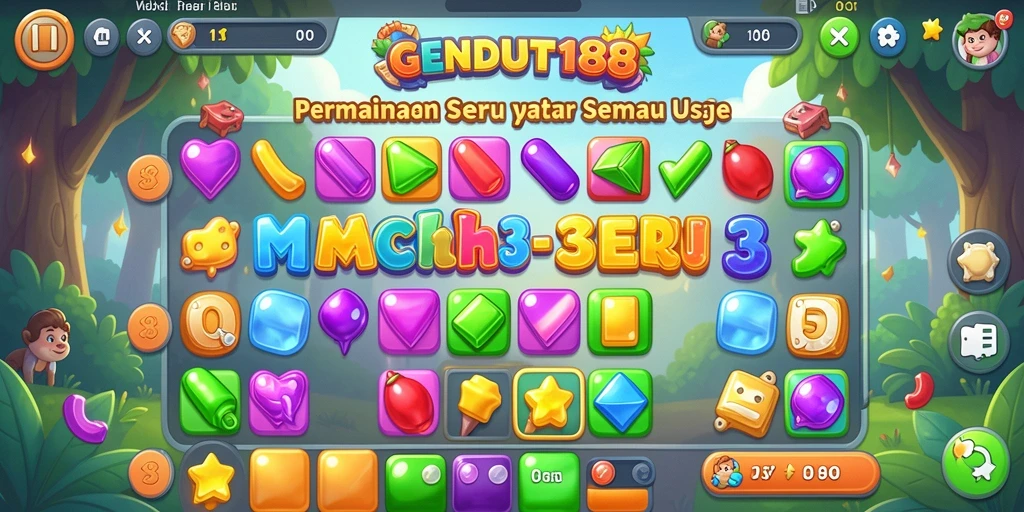 Tampilan gameplay seru di GENDUT188 dengan elemen Match-3.