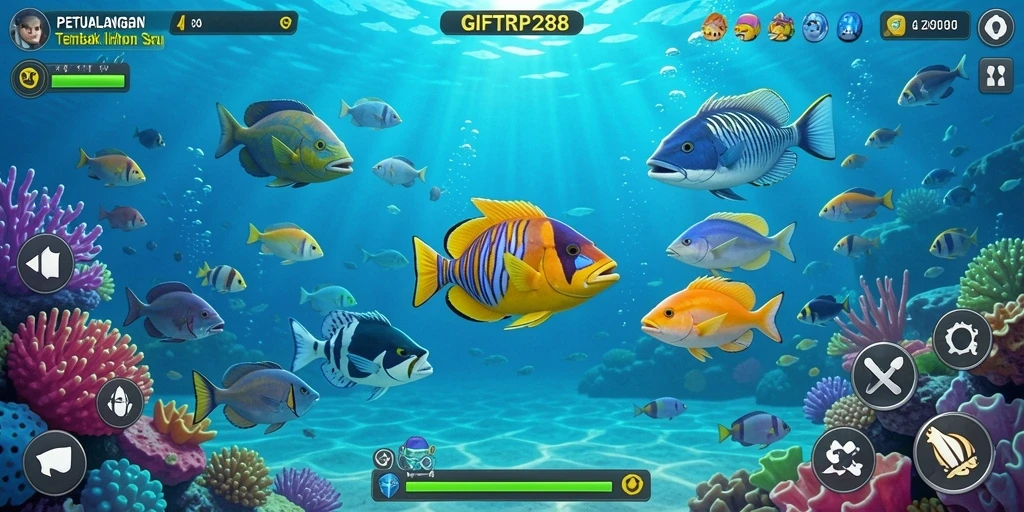 Tampilan gameplay seru dari aplikasi Tembak Ikan GIFTRP288.