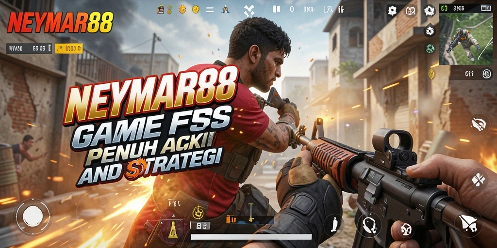 Screenshot gameplay NEYMAR88 menunjukkan aksi tembak-menembak yang mendebarkan.