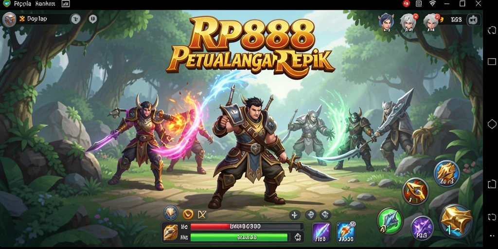 Screenshot gameplay RP888 menampilkan karakter sedang bertarung melawan monster epik.